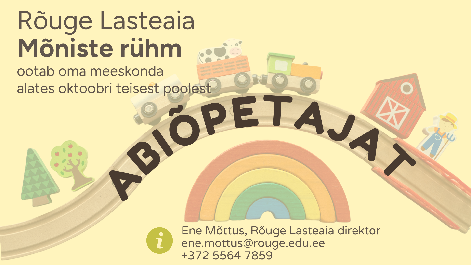 Mõniste lasteaiarühma oodatakse abiõpetajat