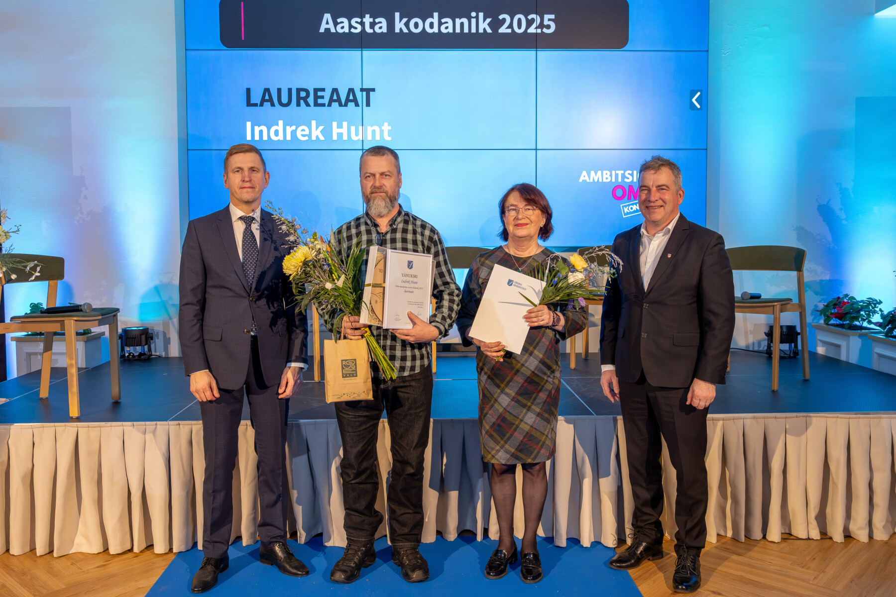 Võru maakonna 2025. aasta tunnustuste andmine.Aasta kodaniku nominendid ja laureaat Indrek Hunt. Foto: Aigar Nagel