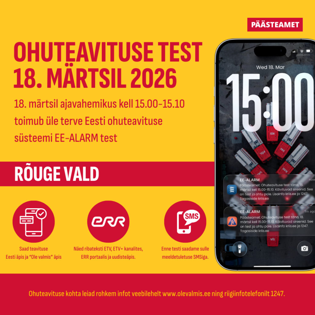Üleriigilise ohuteavituse testi kuulutus 18.03.2026