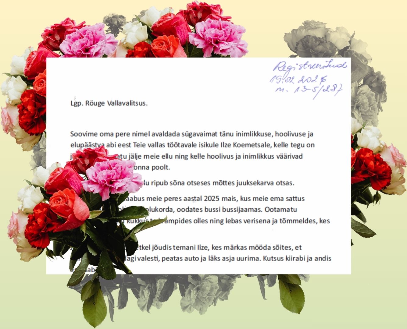 Tänuavaldus vallavalitsuse töötaja Ilze Koemetsale