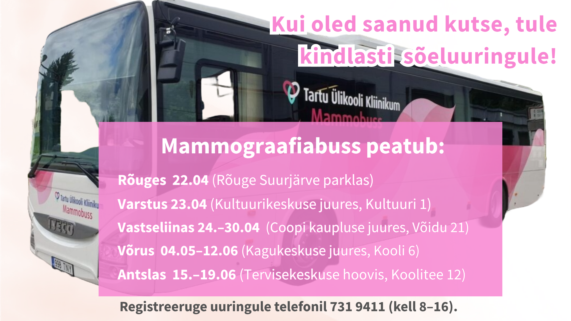 Mammograafiabussi peatused Võru maakonnas 2026. aastal